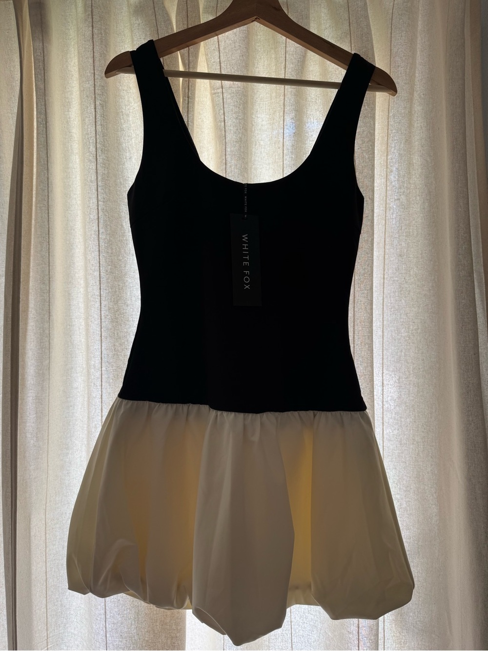 White Fox Black & Cream Bubble Hem Mini Dress